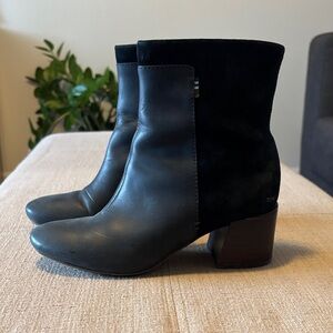 Toms Black Real Leather Ankle Booties